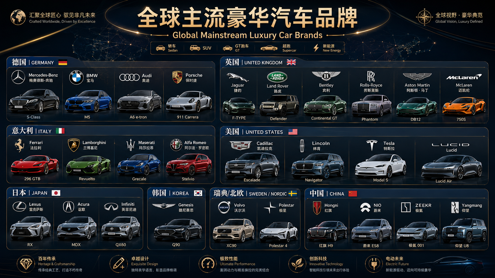 全球主流豪华汽车品牌